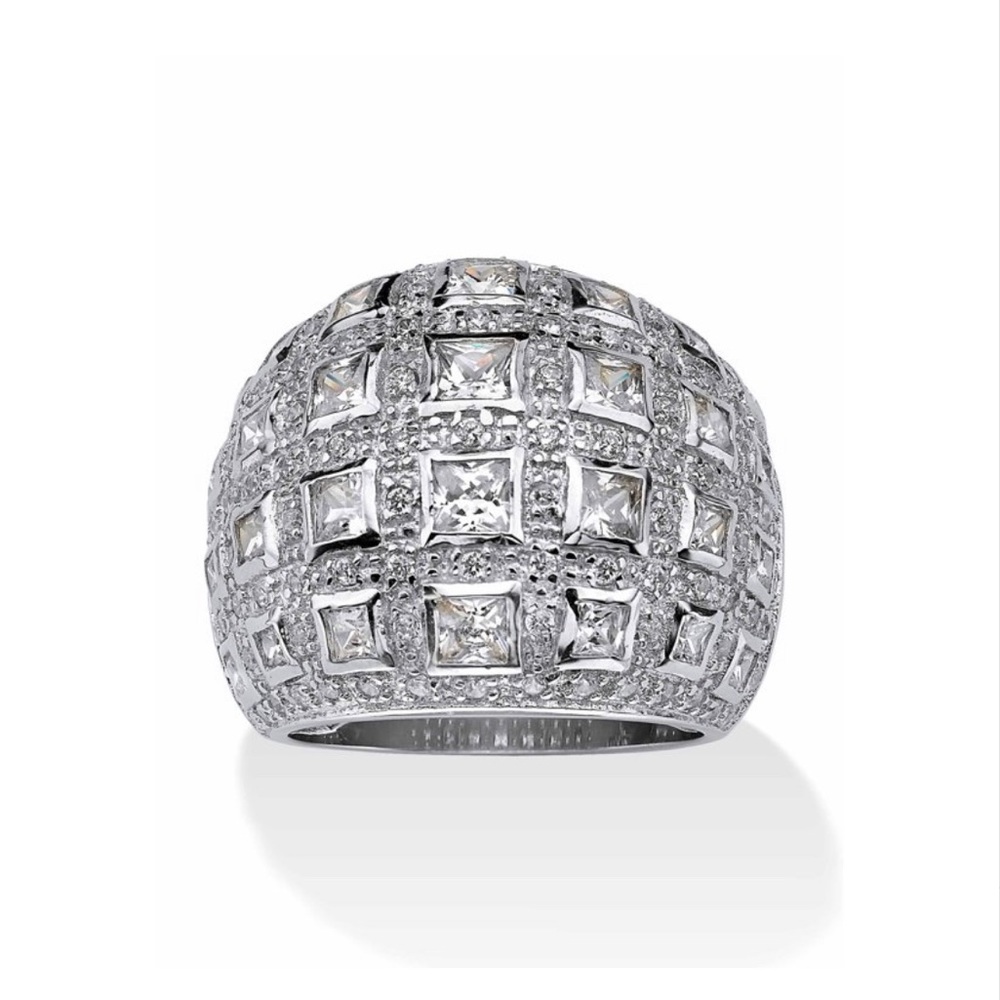 Sparkly cocktail ring Sterling silver cz diamond ring ladies